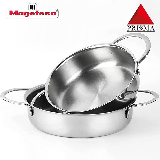 Magefesa Prisma ??5.5 and 6.3 inches mini Deep saute, made in 18/10 stainless steel, for all types of Stovetops, INDUCTION, easy cleaning, dishwasher and oven safe up to 392쨘F