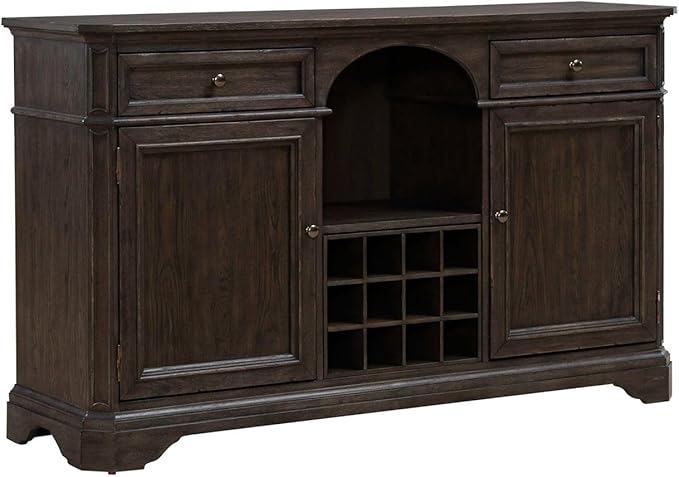 Liberty Furniture Grant Park Dining Room Wine Rack Buffet - White Oak Veneers - Cappuccino Brown