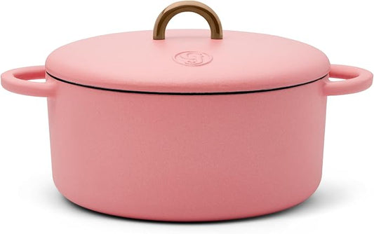 Great Jones Dutch Baby Dutch Oven with Lid (Taffy, 3.5-Quart) | Enameled Cast Iron, Round Shape | Safe for Stovetops & Ovens up to 500째F | Space-Saving & Dishwasher-Friendly | Small-Batch Cooking
