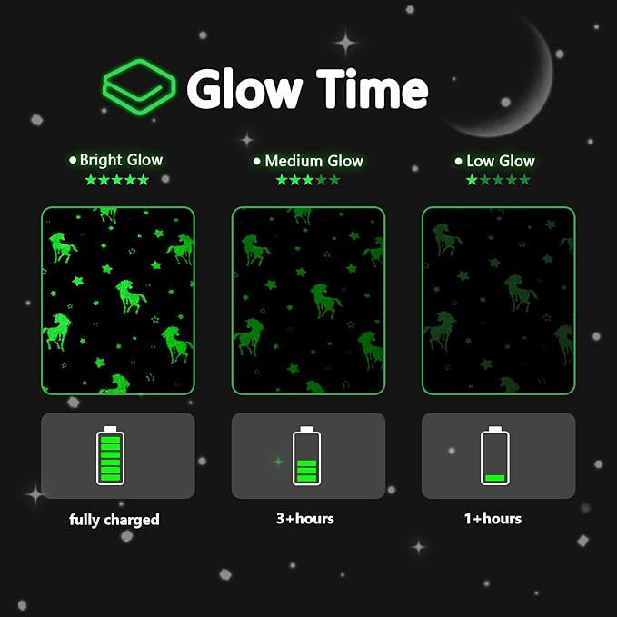 QSTEHEML Unicorn Glow in The Dark Blanket,Unicorn Gifts Toys for Kids Girl Age 3-12 Years Old,Birthday Gifts for Toddler, Teen,Christmas Birthday Bedroom Decor 50"횞60"