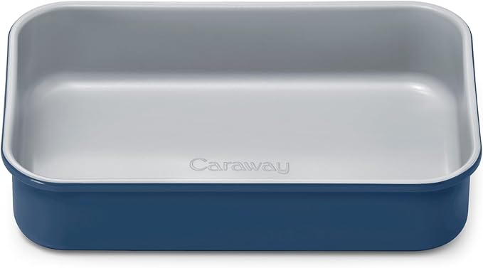 Caraway Nonstick 9??x 6.5??Small Rectangle Baking Pan ??Non-Toxic, PTFE & PFOA Free ??Aluminized Steel Core ??Deep Ceramic Baking Pan for Casseroles, Lasagna & More - Navy