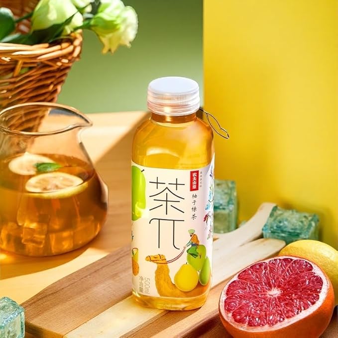 Tea PI Iced Tea ??Green Tea, Pomelo Sweet Iced Fruit Tea Bottles, Real Juice, -16.9 fl oz, 500mL, 15 Pack