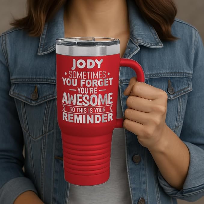 Personalized Inspirational Tumbler, Inspirational Gifts for Men Dad Father Wife Sister Women, Custom Birthday For Him Her, Customized You?셱e Awesome Tumbler, Teacher Coworker Gifts 40oz Red