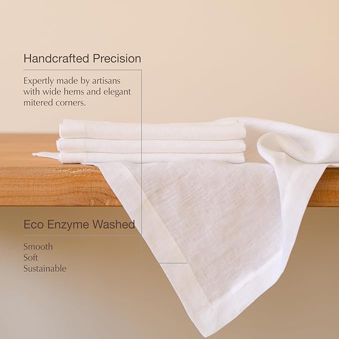 KNOKNO Rustic Hemp Linen Napkins ??18 x 18 Inch, Set of 4 | Handmade Organic 3-Month Growth Hemp Cloth Napkins, Durable & Reusable for Dining, Parties & Weddings