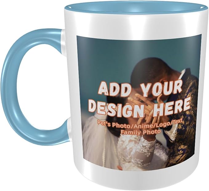 Customizable Mugs and Coffee Cups with Various Creative Designs Customize Your Photos Images Texts Partial or Full-Size Printing (Partial, Sky Blue)