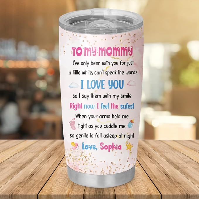 Happy First Mother's Day, Personalized Photo Tumblers, Gifts For Mom, New Mom Gifts For Women, Christmas Mothers Day Gifts For Mama, Mother, Customized Stainless Steel Coffee Travel Mug 20oz with Lid