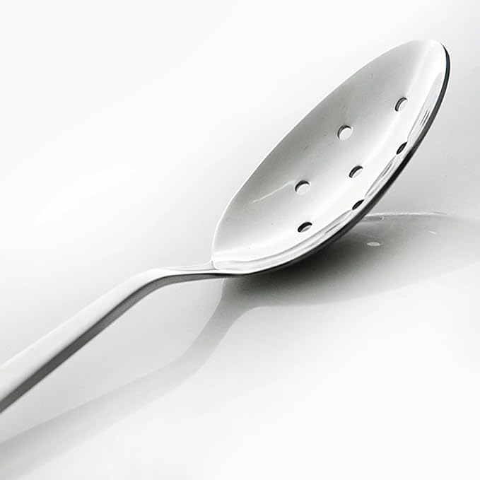 Kunz Spoons Set | 8 Inch Small Perforated Spoon | 304 Stainless Steel 7 Holes Sauce Chef Spoon (Small Perforated Set)