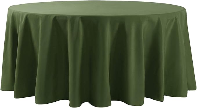 132 inch Round Tablecloth Washable Polyester Table Cloth Decorative Table Cover for Wedding Party Dining Banquet（132 inch,Willow）