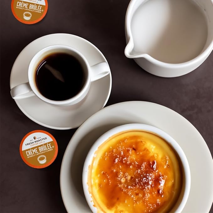 Fresh Roasted Coffee, Cr챔me Br청l챕e, Flavored Coffee Pods, K-Cup Compatible, 24 Count