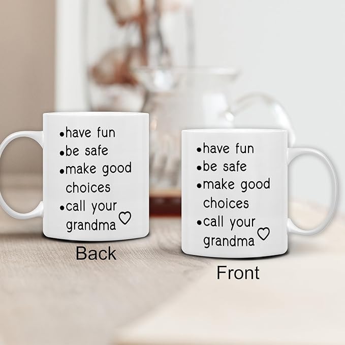 QASHWEY Funny Call Your Grandma Coffee Mug, College Freshmen Grandkids Graduation Gift, Call Your Grandma Coffee Cups Ceramic 11 Ounce, College Gift Tea Mug Cup, Gifts for College Grandkids Students