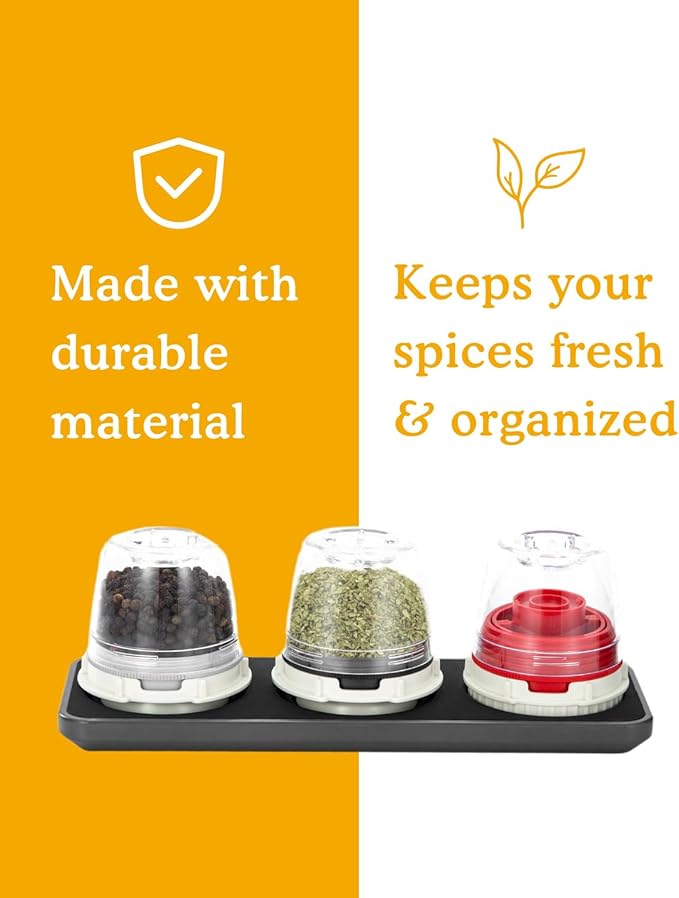 FinaMill Slate Trio Stackable Tray ??Spice Rack for 3 FinaMill Pods, Durable Kitchen Organizer for Spice Grinder, BPA-Free, Easy to Clean, Keeps Spices Neat and Accessible, Home and Kitchen Gift Ideas
