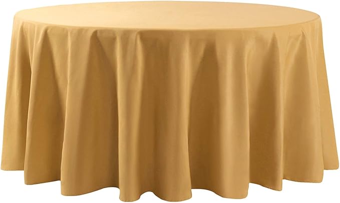 Cupuamon 108 inch Round Tablecloth Washable Polyester Table Cloth Decorative Table Cover for Wedding Party Dining Banquet（108 inch,Gold）