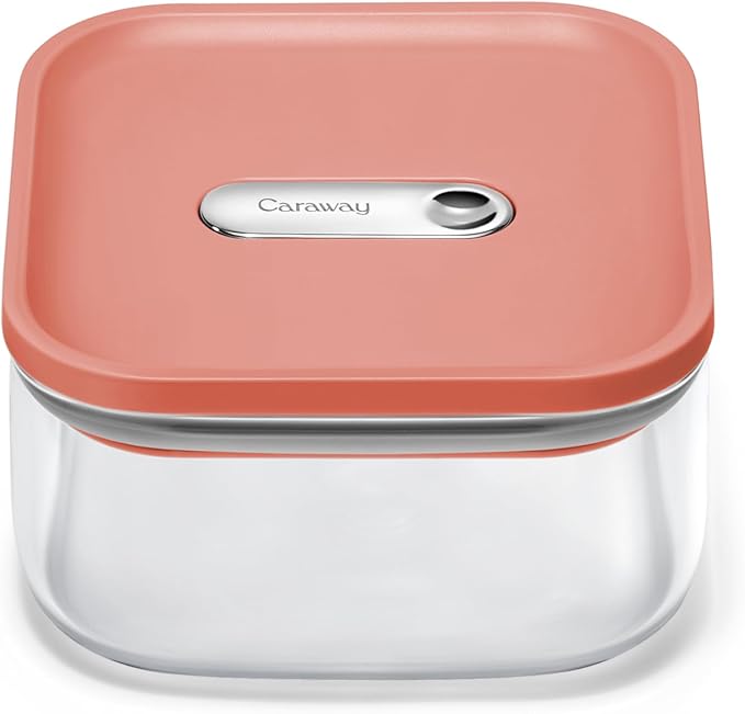 Caraway 1qt Glass Airtight Food Storage Container with Lid ??Non-Toxic, BPA-Free Kitchen Storage Container ??Stackable, Space-Saving Airtight Container for Dry Goods and More - Perracotta