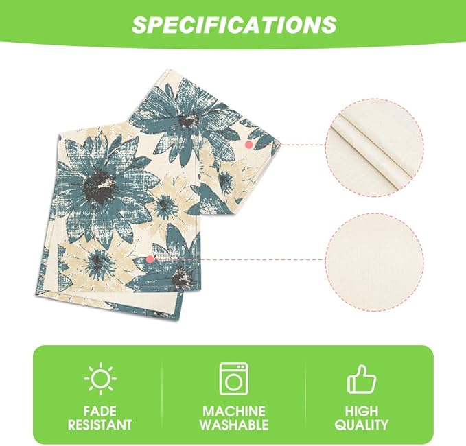 Artoid Mode Blue Retro Daisy Spring Table Runner, Seasonal Vintage Kitchen Dining Table Decoration for Home Party Decor 13x90 Inch