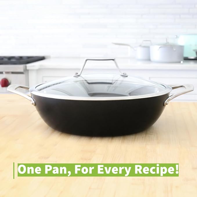 TECHEF - Onyx Collection - Nonstick Everyday Pan With Lid, 5 Qt Deep Frying Pan With Lid, For Sauteing, Frying, And Simmering, Induction Ready, PFOA-Free, Made In Korea