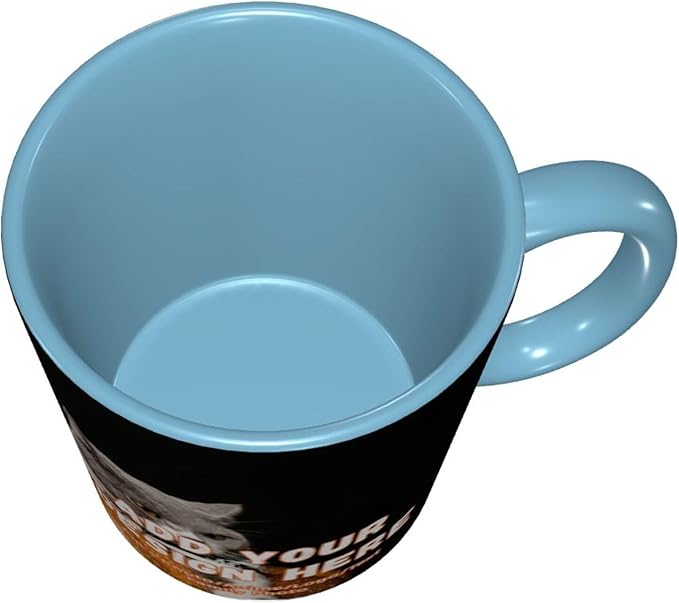 Customizable Mugs and Coffee Cups with Various Creative Designs Customize Your Photos Images Texts Partial or Full-Size Printing (Full-Width, Sky Blue)