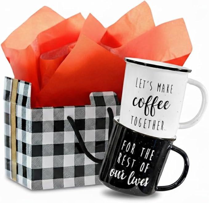 MAINEVENT Let's Make Coffee Together Couple Mug Set 11 Ounce, Married Couple Wedding Gift