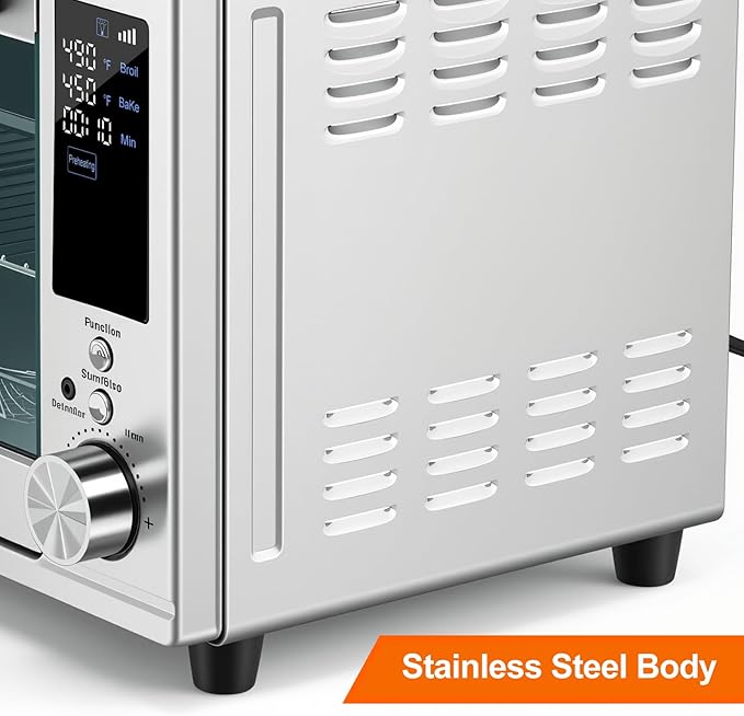 OLIXIS Air Fryer Toaster Oven Combo Extra Large with Smart Probe, 29.6QT Oven Countertop 12 Functions in 1, 7 Accessories Included, Stainless, Up to 450°F