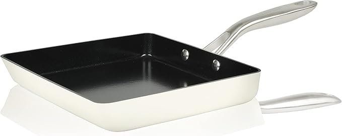 TeChef Collection | Ceramic Nonstick Egg Frying Pan, Nontoxic - Nontoxic - Free of PFAS, PFOA, PTFE, Made in Korea (Square Pan)