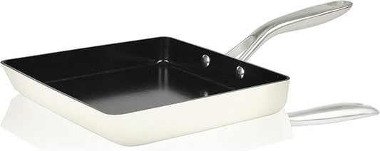 TeChef Collection | Ceramic Nonstick Egg Frying Pan, Nontoxic - Nontoxic - Free of PFAS, PFOA, PTFE, Made in Korea (Square Pan)