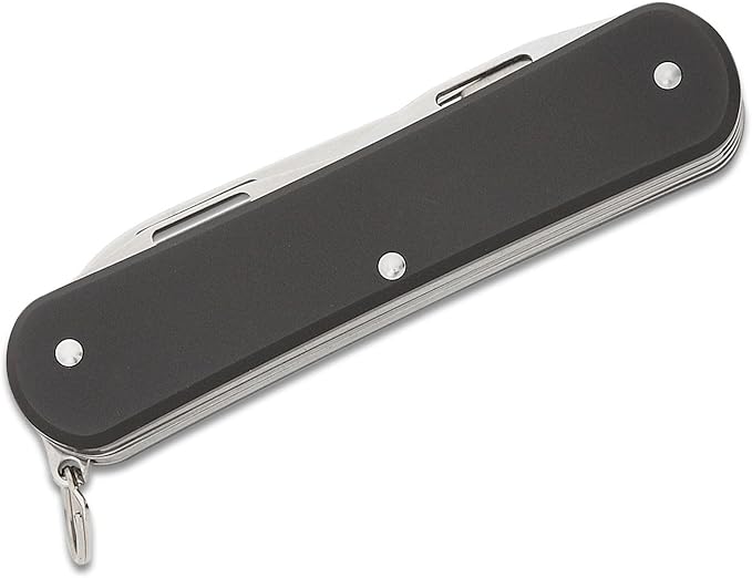 Fox Knives Vulpis FX-VP130-F4 Slipjoint Folding Knife 4-in-1 Multitool 2.17in Blade, Bottle Opener, Can Opener, Flat Head Screwdriver, Scissors - Compact Versatile Minimalist Pocket Knife (Black)