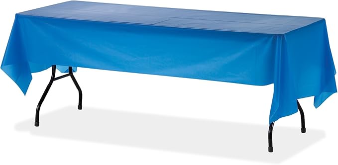 Genuine Joe GJO10325 Plastic Rectangular Table Cover, 108" Length x 54" Width, Blue (Pack of 6)