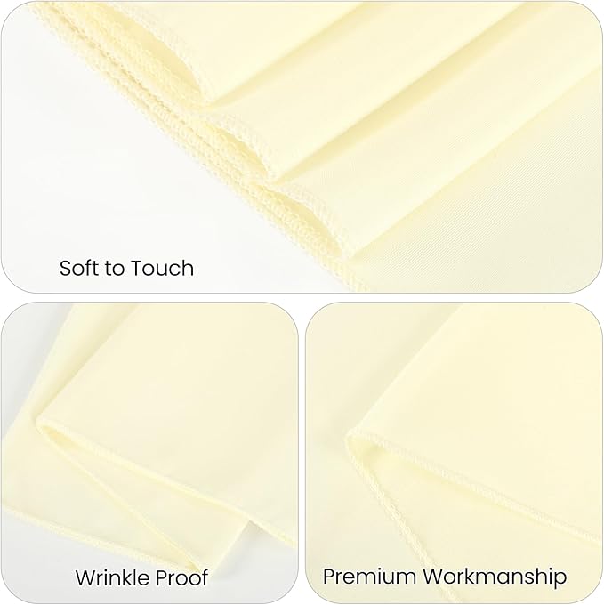 12 Pack Beige Table Runner 12 x 108 Inch Long Rustic Farmhouse Wedding Table Runner,Washable and Reusable 9 FT Polyester Table Runners for Wedding Birthday Party Banquet Table Decorations