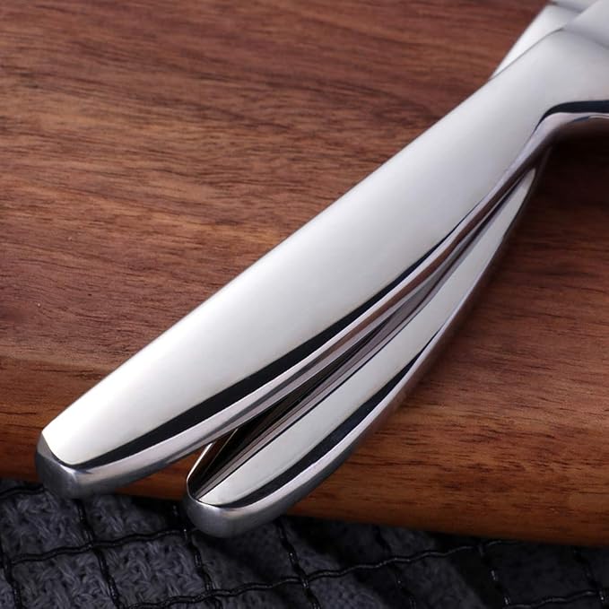 Kitchen Steak Knives Set of 6, 8.6 Inches Heavy Duty Steak Knife Sets, Stainless Steel Non-Stick Silverware Set for Home, Restaurant, Party, Wedding, Dishwasher Safe