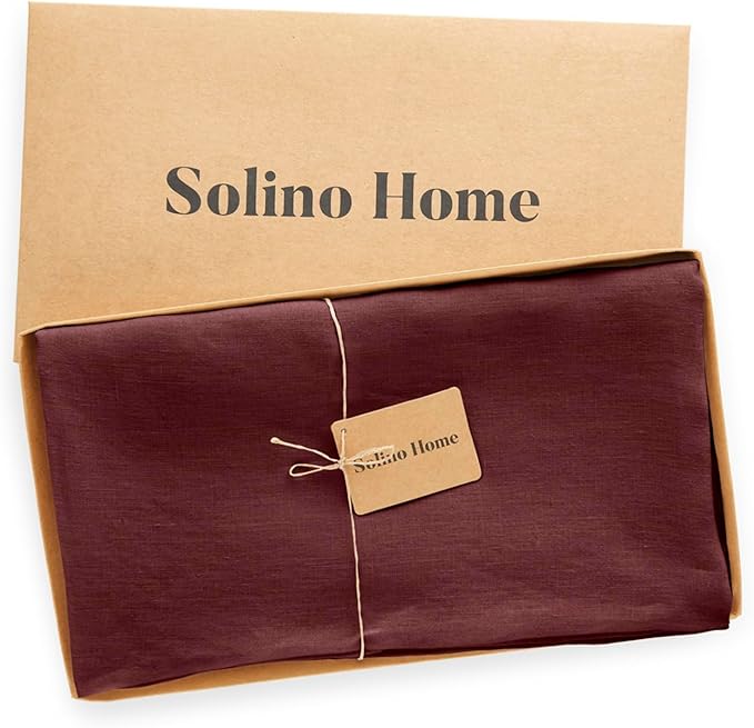Solino Home Linen Round Tablecloth 70 Inch - 100% Pure Linen Cordovan Round Tablecloth - Machine Washable Table Cloth - Sonoma