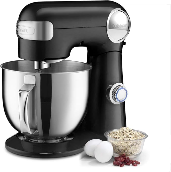 Cuisinart Stand Mixer, 12 Speed, 5.5 Quart Stainless Steel Bowl, Chef?™s Whisk, Mixing Paddle, Dough Hook, Splash Guard w/ Pour Spout, Onyx, SM-50BK, Manual