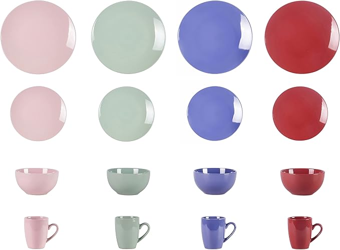 Color Wave Stoneware 16pc Dinnerware Set, Human Aura