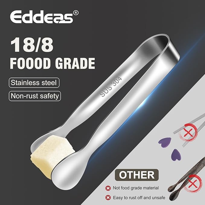 Mini Tongs For Serving Food竊똕et fo 12 Small Tongs For Appetizers竊똕mall Stainless Steel Metal Cooking Tong竊똣or Tea Party Coffee Bar, 4 inch Sugar Tong - Silver
