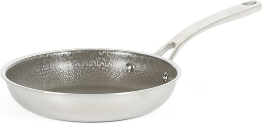 Martha Stewart Badgley Hybrid Nonstick 8 Inch TriPly Stainless Steel Fry Pan & Stay Cool Handle - Laser Etched Non-Toxic Perfect Sear Nonstick Skillet - Dishwasher and Induction Safe