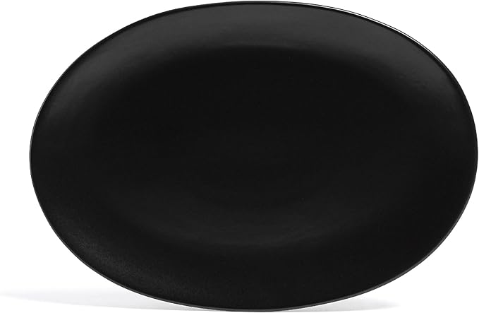 over&back Coupe Stoneware Serving Platter - Elegant 1-Piece Oval Serving Platter to Complete Your Kitchen Set - 16.4" x 11.5" - Semi-Matte Black