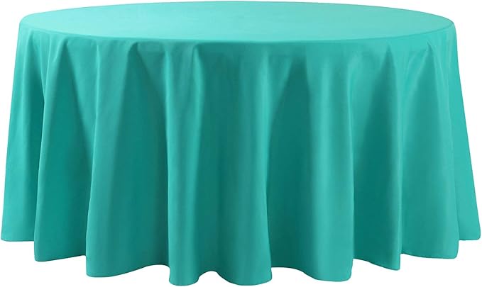 Cupuamon 120 inch Round Tablecloth Washable Polyester Table Cloth Decorative Table Cover for Wedding Party Dining Banquet（120 inch,Turquoise）