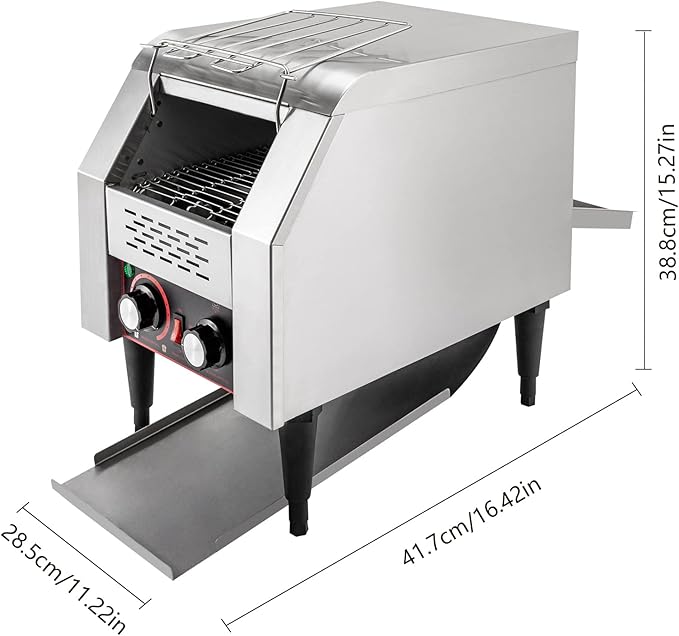 Heavy Duty Conveyor Toaster Oven Electric Bread Oven Industrial Toaster Commercial for Bun Bagel Bread Baked Food with 7 Speed and Front/Back Output Modes (150Slices/H)