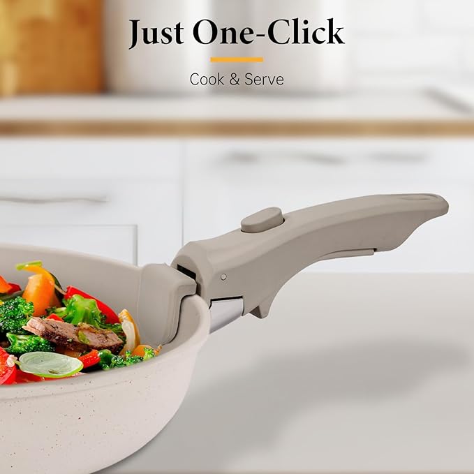Removable Pot Handle Gray, Universal Pan Handle, Replacement for Pots and Pans, Fits All Cookware, Includes Spatula Rest & Drip Pad竊?Durable & Heat-Resistant