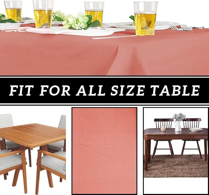 PARTY BARGAINS Disposable Table Covers, 54 x 108 Inch, Red, 3-Ply Paper & Plastic Spill-Resistant Party Tablecloths, 40 Pack