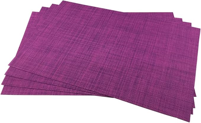 WAZAIGUR Placemats,Easy to Clean Crisscross Woven Vinyl Place Mats Durable Non-Slip Heat Resistant Table Mats,Placemats for Kitchen Table Set of 4,Purple
