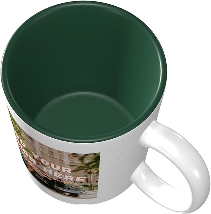 Custom Color Mugs with Partial or Full-Size Printing Customizable Photos and Text Coffee Mugs Creative Multicolor Designs Image (Partial, Dark Green)
