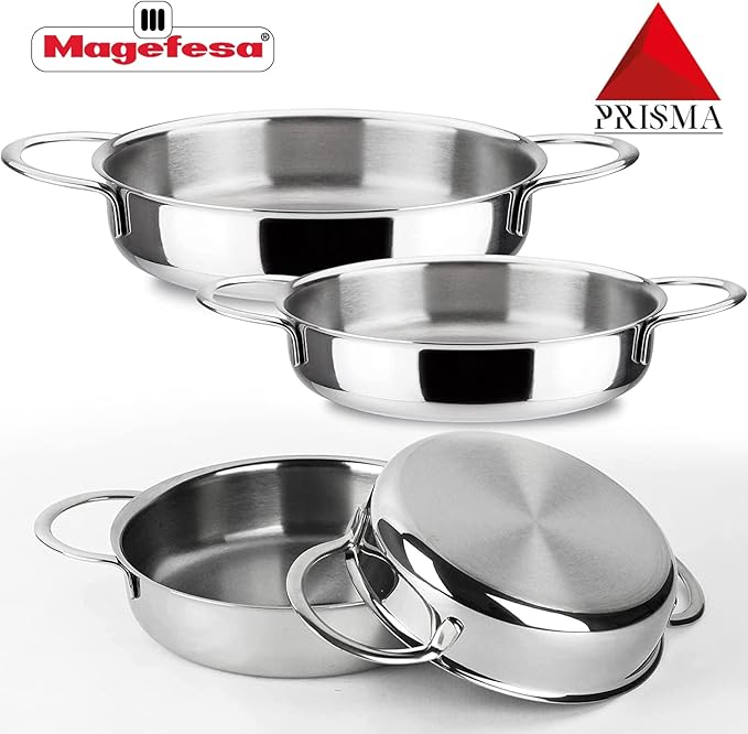Magefesa Prisma ??5.5 and 6.3 inches mini Deep saute, made in 18/10 stainless steel, for all types of Stovetops, INDUCTION, easy cleaning, dishwasher and oven safe up to 392쨘F