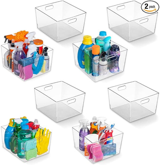 ClearSpace Clear Plastic Storage Bins ??XL 8 Pack Perfect Kitchen or Pantry Organization Fridge Organizer and Storage Bins, Cabinet Organizers
