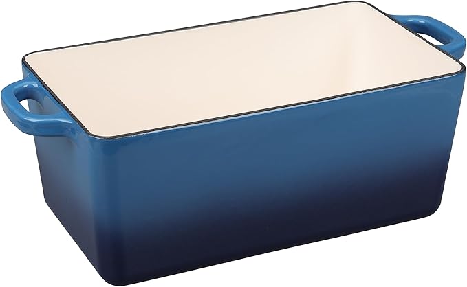 Enameled Cast Iron Dutch Oven, Oblong Bread Oven for Sourdough Bread Baking, Baking Pan, Dual Handles, Oven Safe, 4 Quart, Lake Blue
