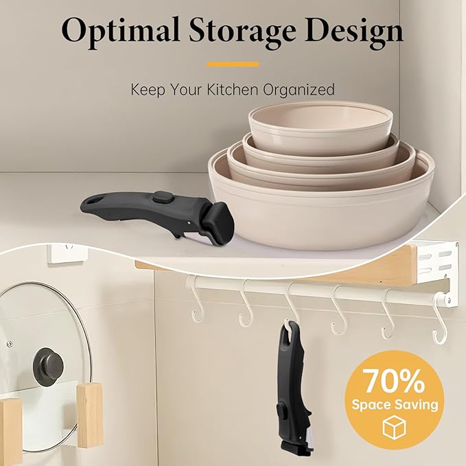 Removable Pot Handle Black, Universal Pan Handle, Replacement Handle for Pots and Pans, Fits All Cookware, Includes Spatula Rest & Drip Pad竊?Durable & Heat-Resistant