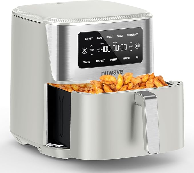 Nuwave Brio Plus 6-in-1 Air Fryer, 7-Qt Large Capacity, 50°F??00°F Precise Temp Control, Non-Toxic PFAS-Free Nonstick, Air Fry, Bake, Roast, Toast, Dehydrate, Reheat, 100 Presets, Dishwasher Safe