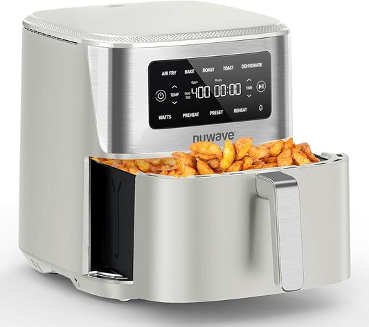 Nuwave Brio Plus 6-in-1 Air Fryer, 7-Qt Large Capacity, 50°F??00°F Precise Temp Control, Non-Toxic PFAS-Free Nonstick, Air Fry, Bake, Roast, Toast, Dehydrate, Reheat, 100 Presets, Dishwasher Safe