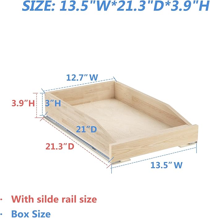 LOVMOR Pull Out Cabinet Organizer 13쩍?쓂 x 21?쒭, Cabinet Pull Out Shelves with Soft Close, Pull Out Shelf, Cabinet Drawers Slide Out for Kitchen Base Cabinets