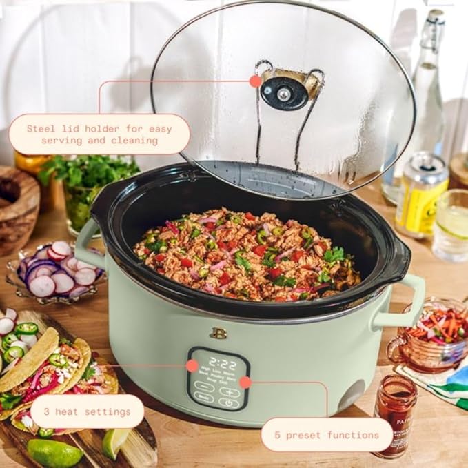 Beautiful 6?‘Quart Programmable Slow Cooker with 5 Presets, Keep?‘Warm, Touch Display & Dishwasher?‘Safe Pot