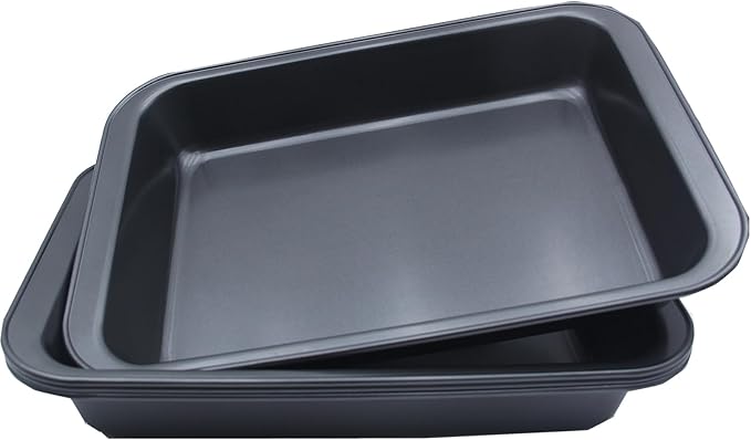 Zentriqlla 4 Pack Baking Pan, Rectangle Carbon Steel Cake Pan, 12.6 x 8.6 Inch Heavy Duty Nonstick Deep Oven Cookie Sheet Tray for Brownies, Lasagna, Sheet Cakes, Roasting Vegetables, BPA Free