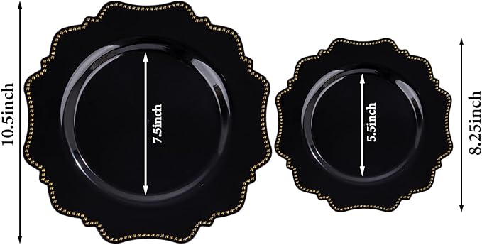 COLOSUS 60pcs Disposable Plastic Plates Set, Gold Black Party Plates, 30pcs Dinner Plates and 30pcs Salad/Dessert Plates for Wedding, Party, Anniversary, Daily Use竊똍ew Year